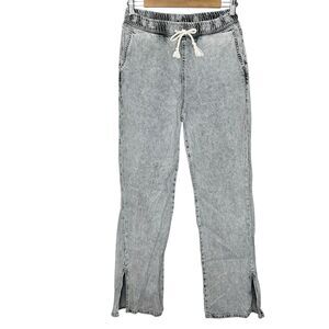 Pilcro Drawstring Acid Wash Denim Jeans Black Gray Womens Size XS High Rise